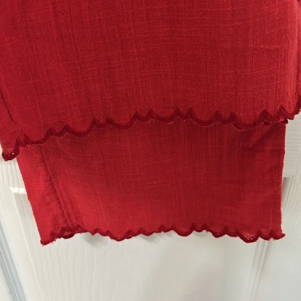 Zara Girls Kids Red Scalloped Hem Flowy Dress Pants(Size 11-12yrs)